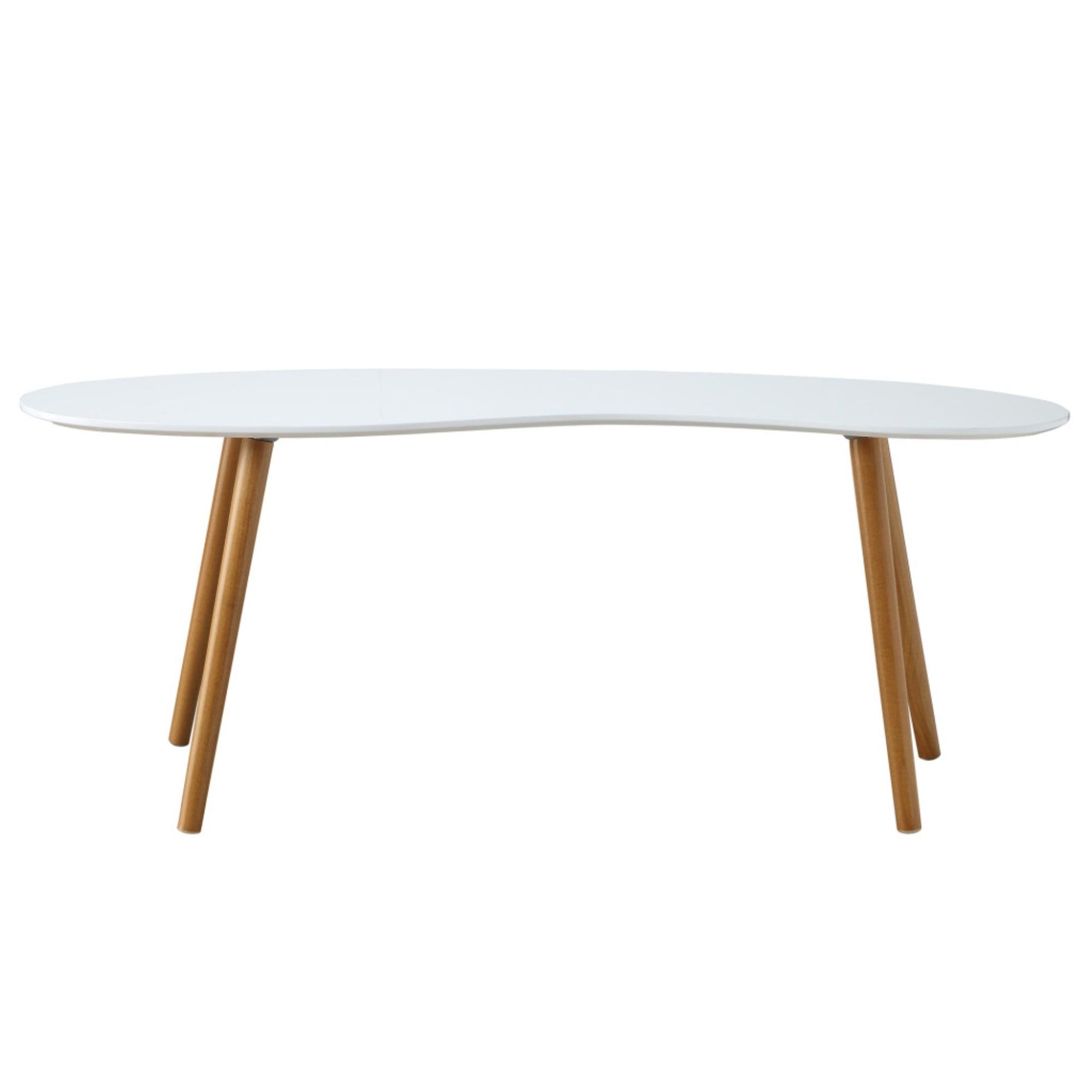 Convenience Concepts Oslo Bean-Shaped Coffee Table in Glossy White Wood Finish