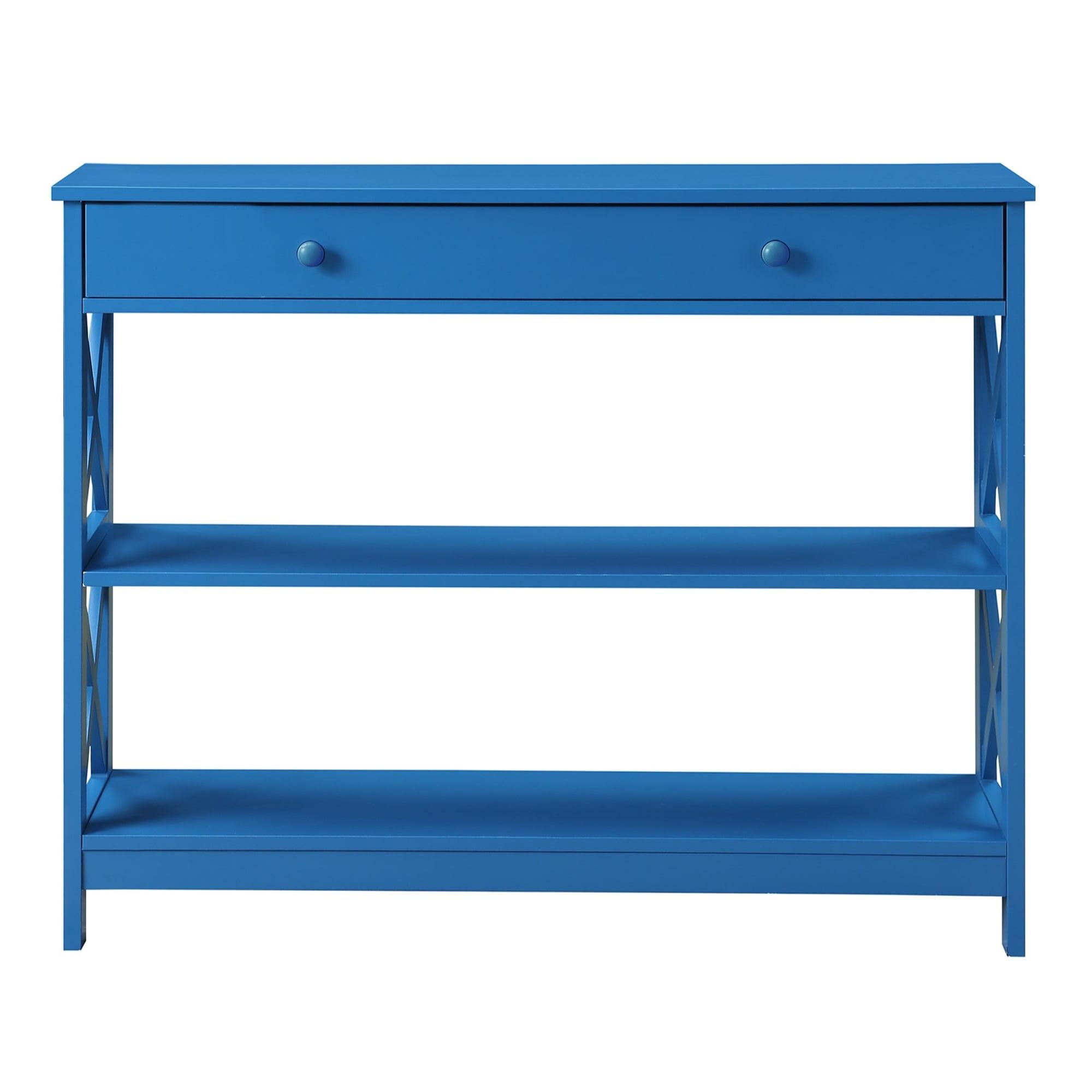 Convenience Concepts Oxford 1 Drawer Console Table with Shelves, Blue