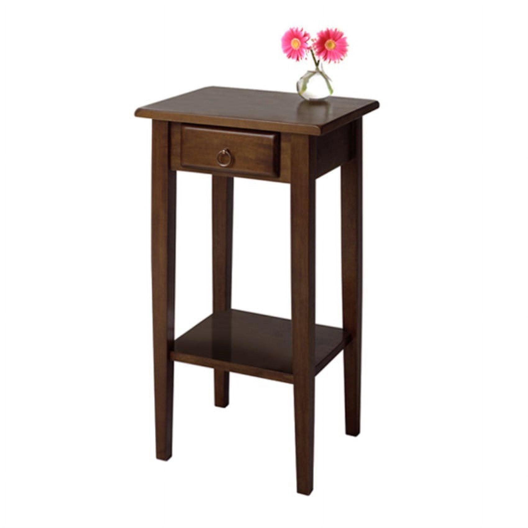 Transitional Regalia 29.5" Walnut Wood & Stone Accent Table with Storage