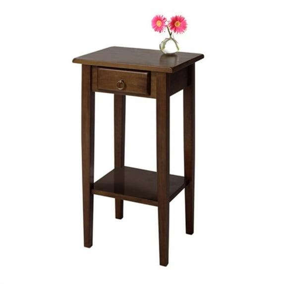 Regalia Accent Table with Drawer, Shelf - Antique Walnut - Winsome: Small Telephone Stand, Occasional Storage