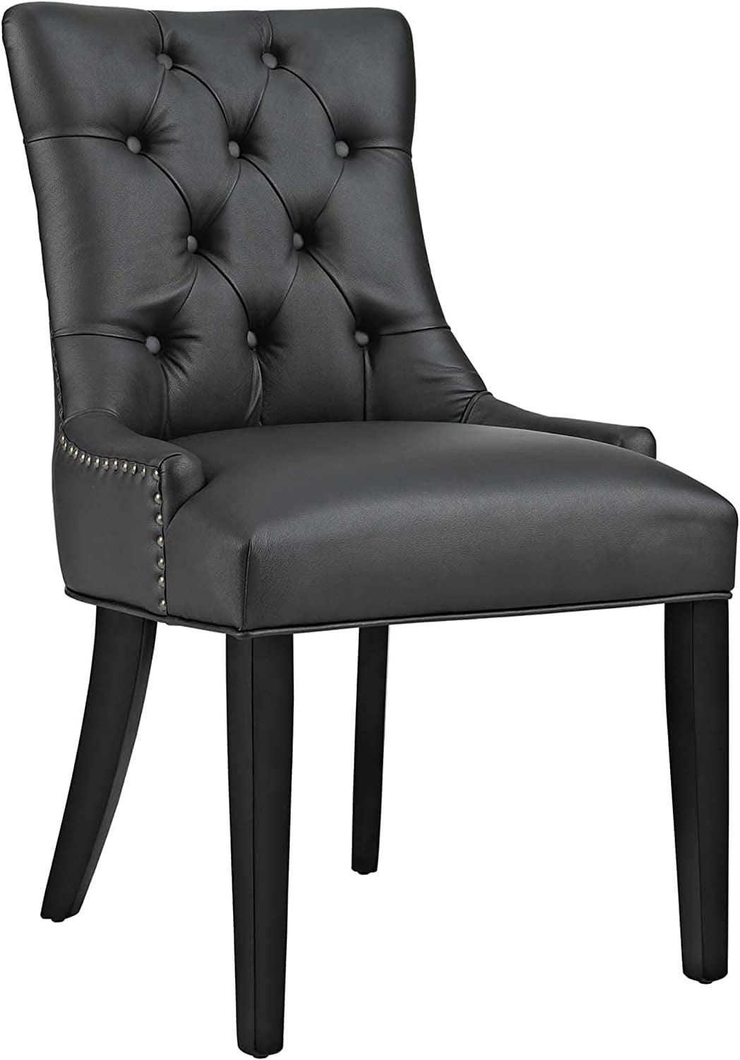 Modway Regent Vinyl Dining Chair Black: Upholstered, Wood Frame, Spot Clean, No Tools Assembly