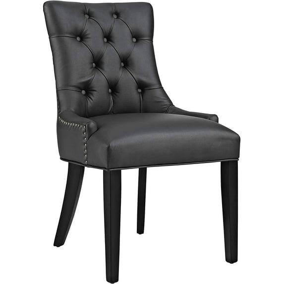 Modway Regent Vinyl Dining Chair Black: Upholstered, Wood Frame, Spot Clean, No Tools Assembly