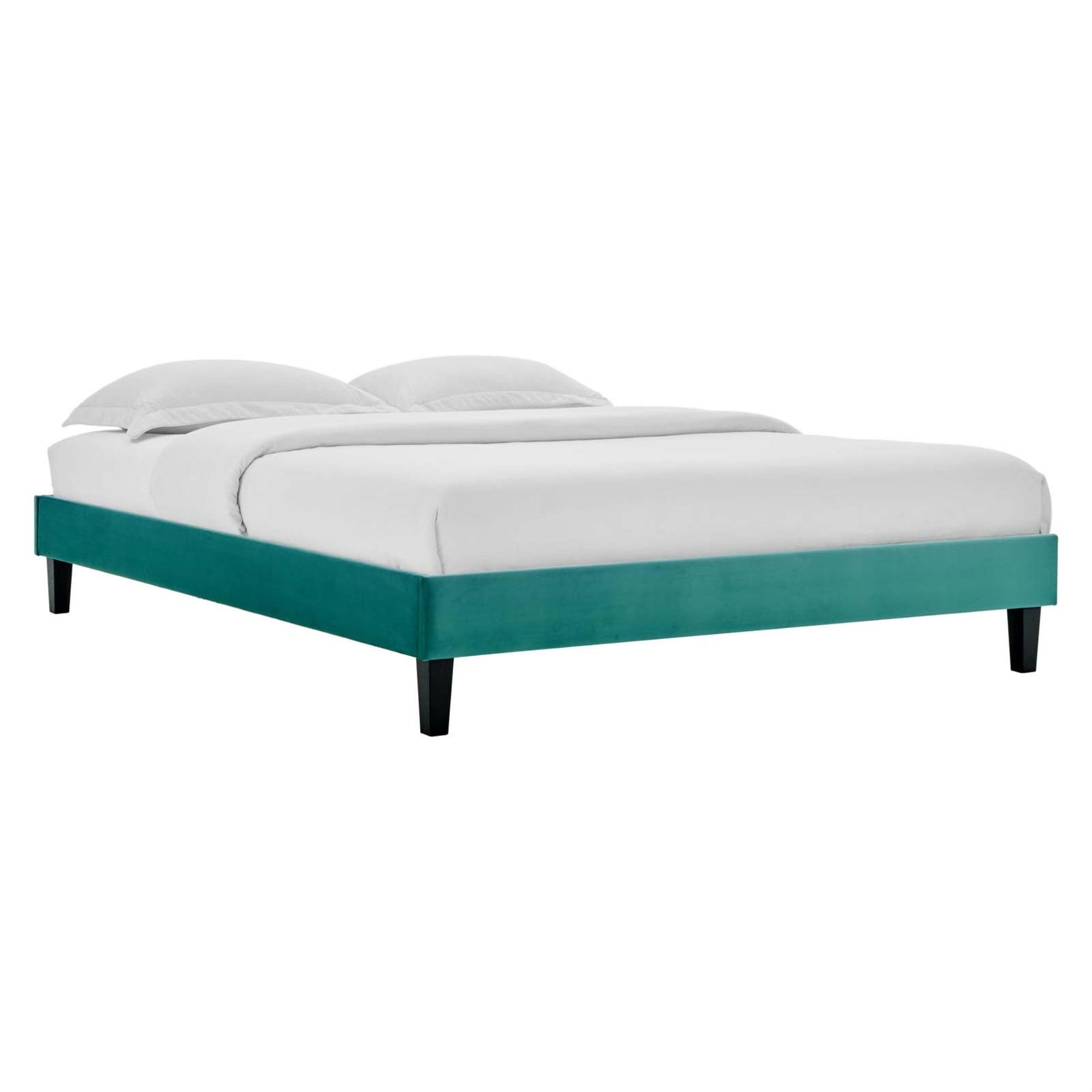 Modway Reign King Performance Velvet Platform Bed Frame in Teal