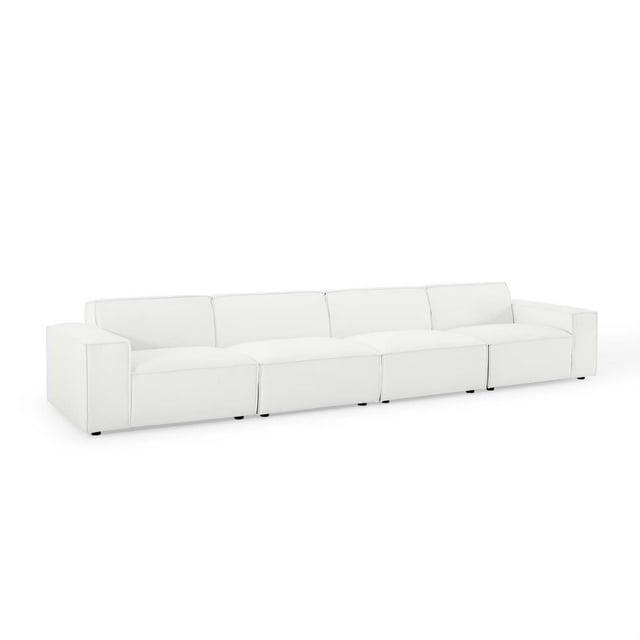 4pc Restore Sectional Sofa White - Modway: Modular, Upholstered, Wood Frame, Modern Style