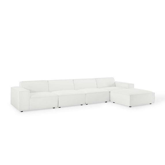 5pc Restore Sectional Sofa White - Modway: Modern Upholstered Living Room Furniture, Wood Frame