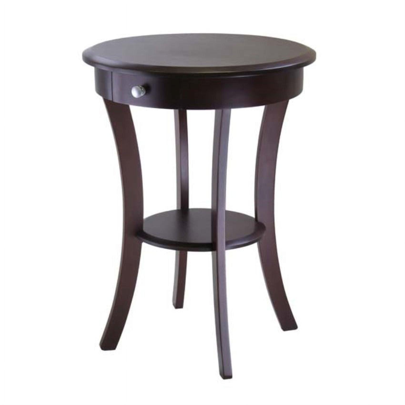 Sasha Transitional Round Wood Accent Table with Storage - Cappuccino