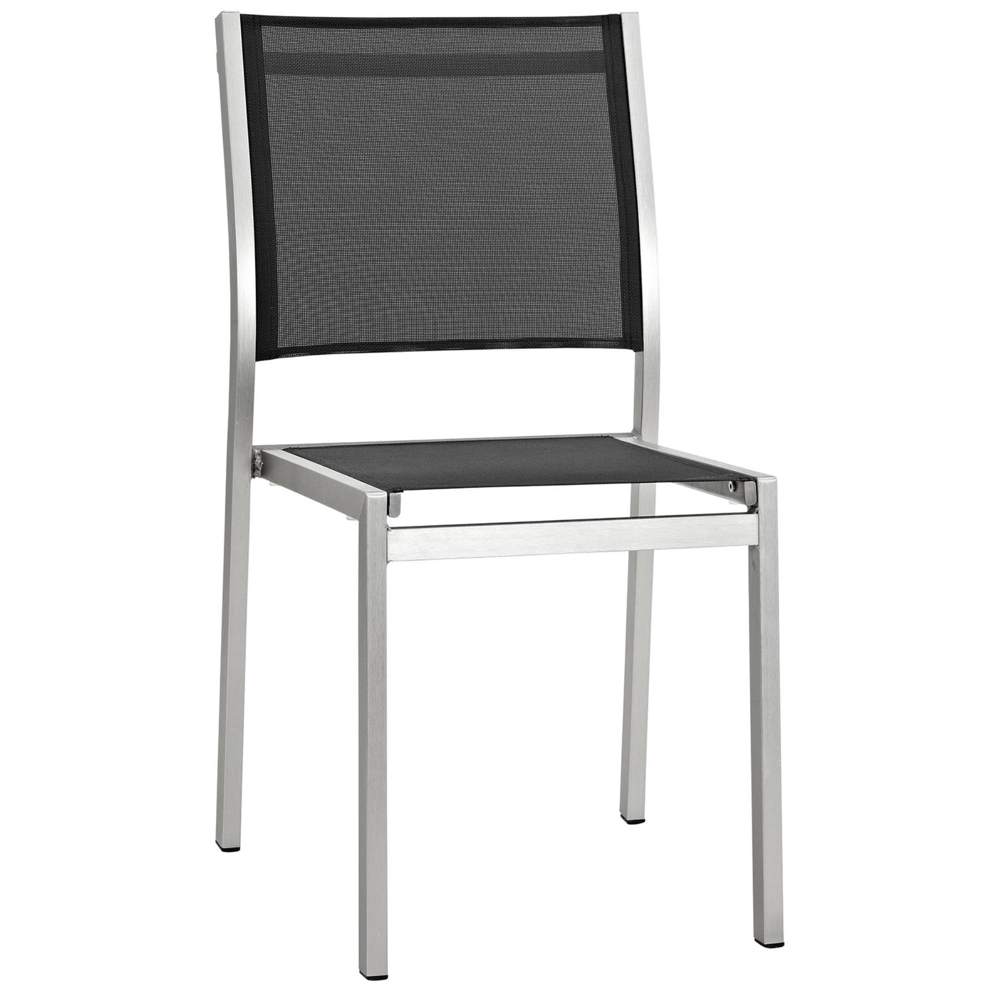 Silver Black Shore Outdoor Patio Aluminum Side Chair