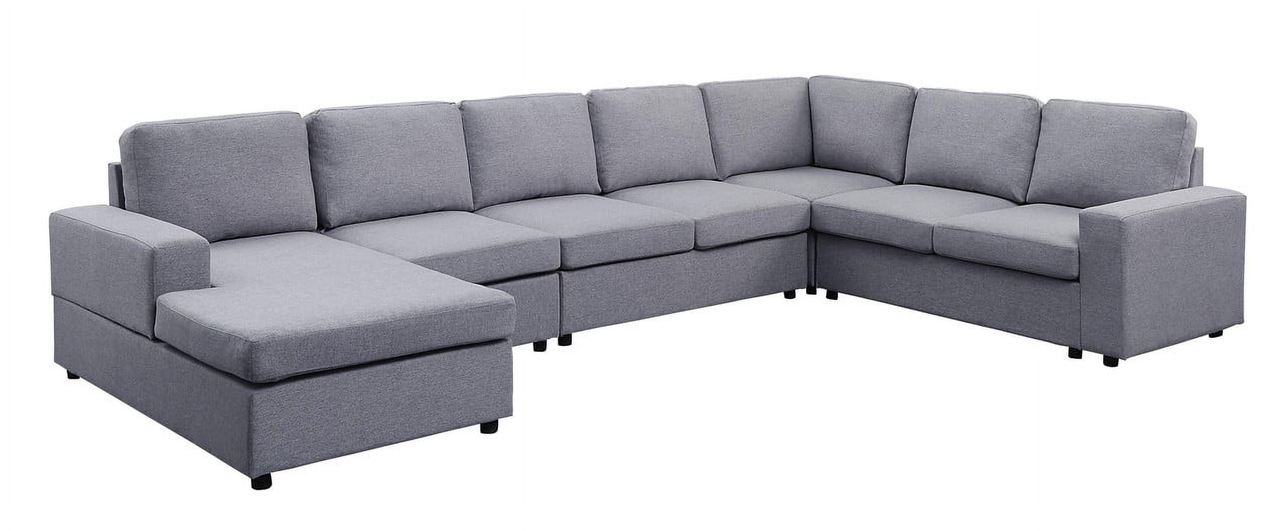 Ergode Tifton Light Gray Linen 7 Seat Reversible Modular Sectional Sofa Chaise