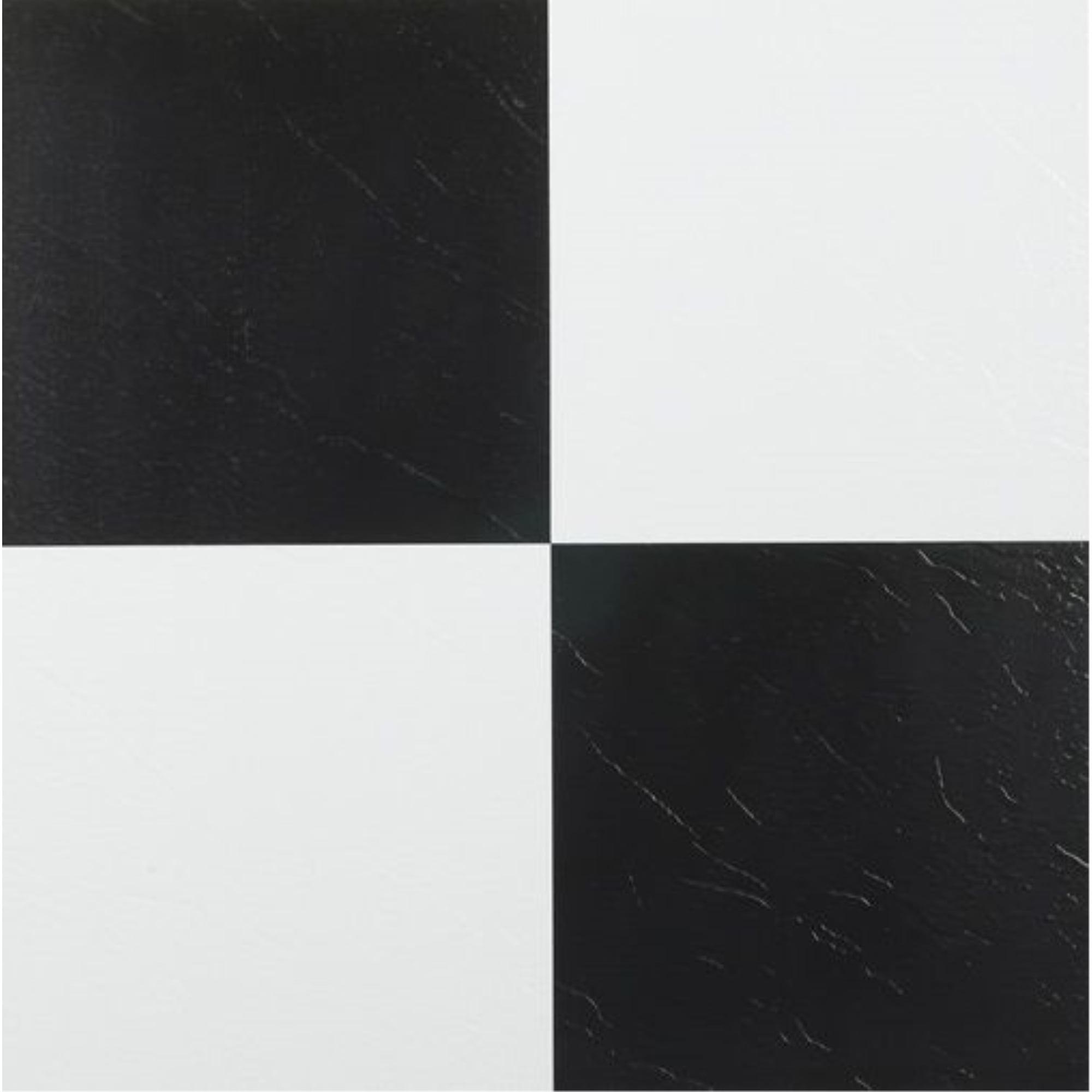 12 x 12 Black & White Self-Adhesive Vinyl Floor Tiles - 45 Tiles