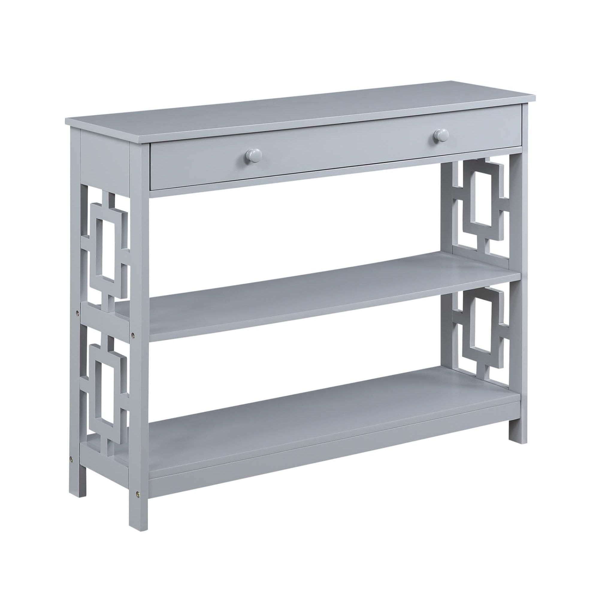 Convenience Concepts Town Square Contemporary Console Table with Drawer, Gray