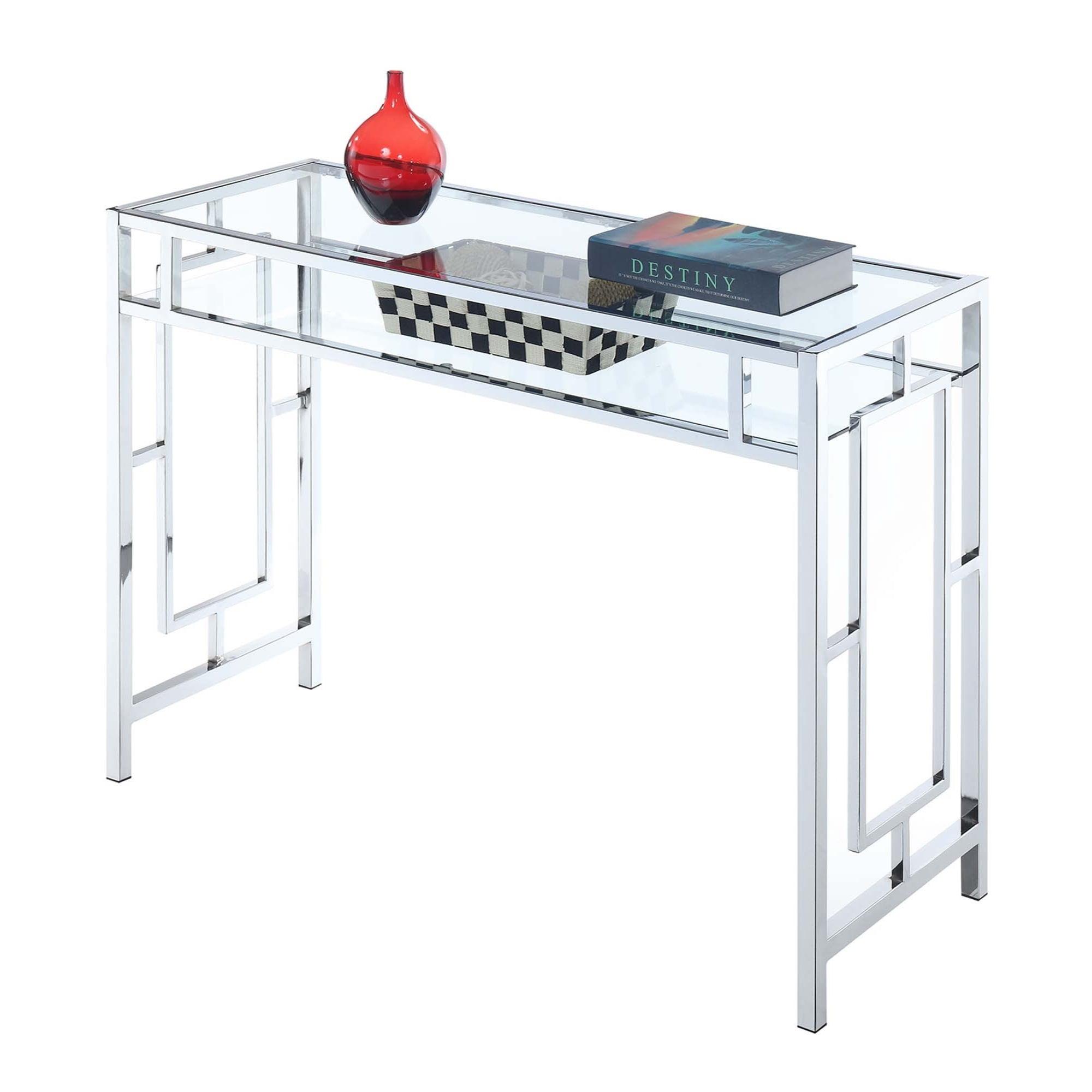 Convenience Concepts Town Square Chrome Desk With Shelf