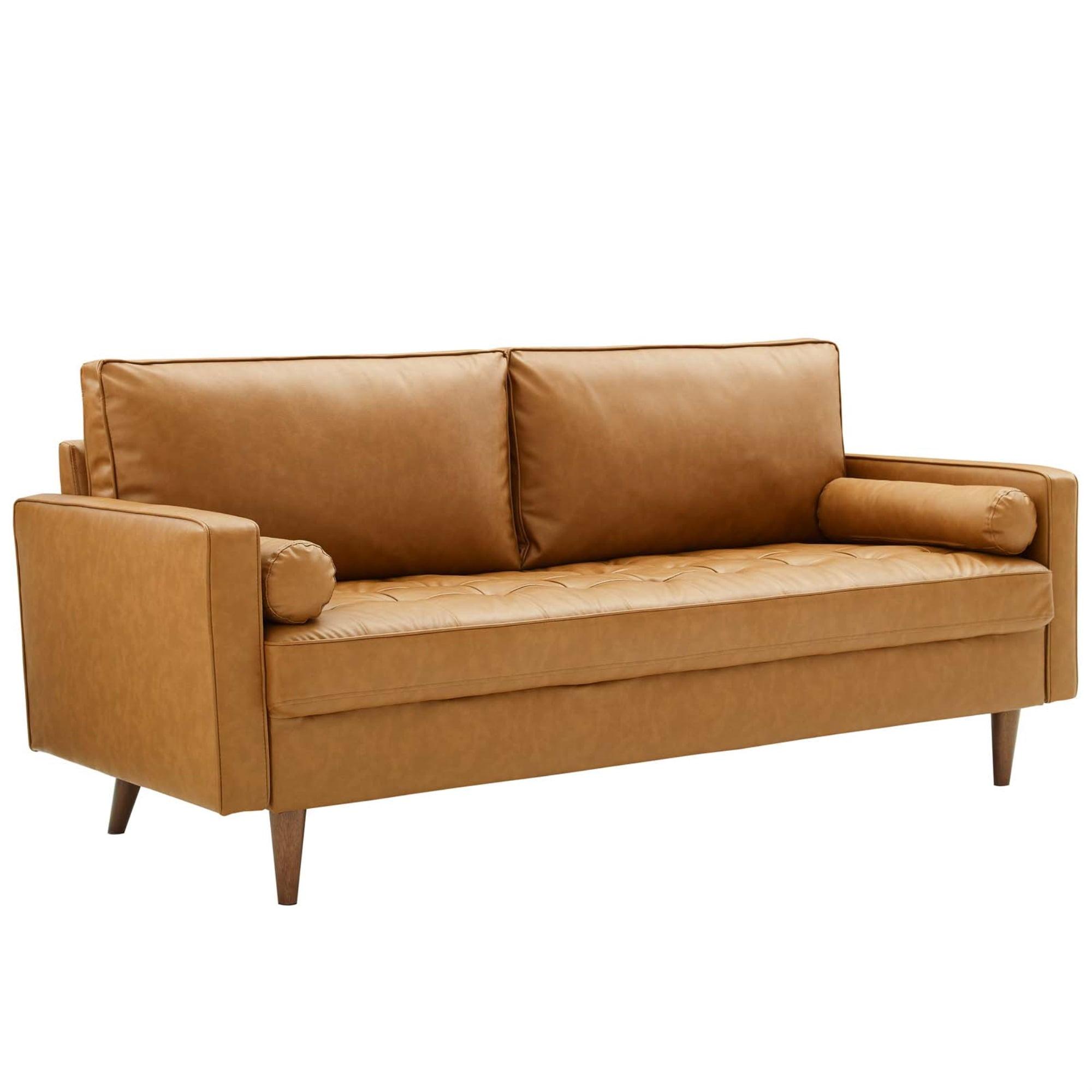 73" Valour Leather Sofa Tan - Modway