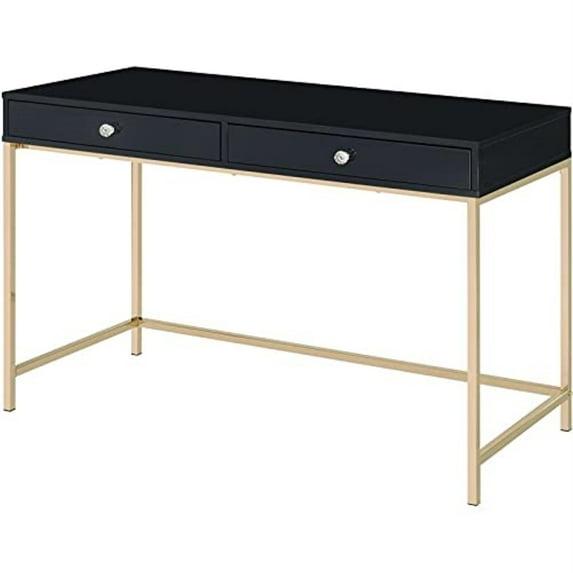 Ottey Writing Desk In High Gloss & Gold Finish,Computer Desk