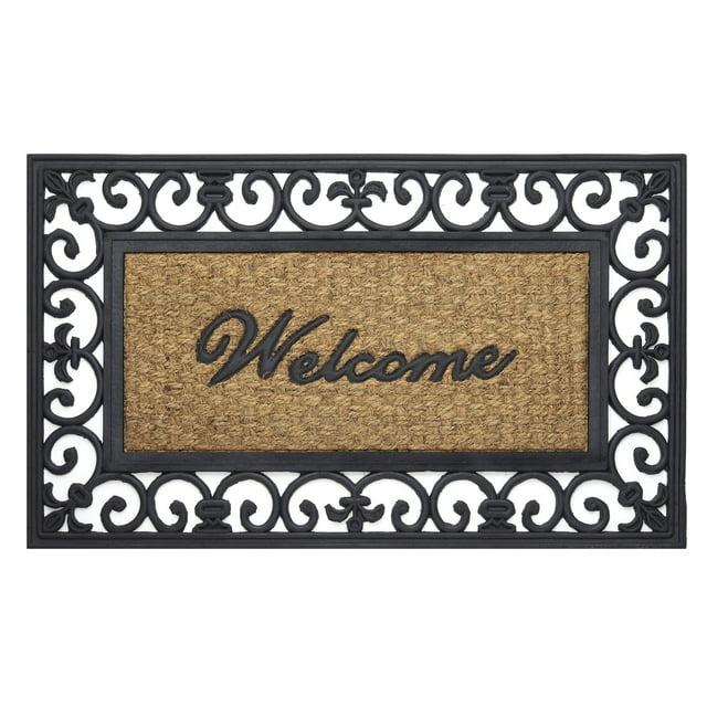 Achim Wrought Iron Rubber Doormat Fleur De Lis, 18" x 30"