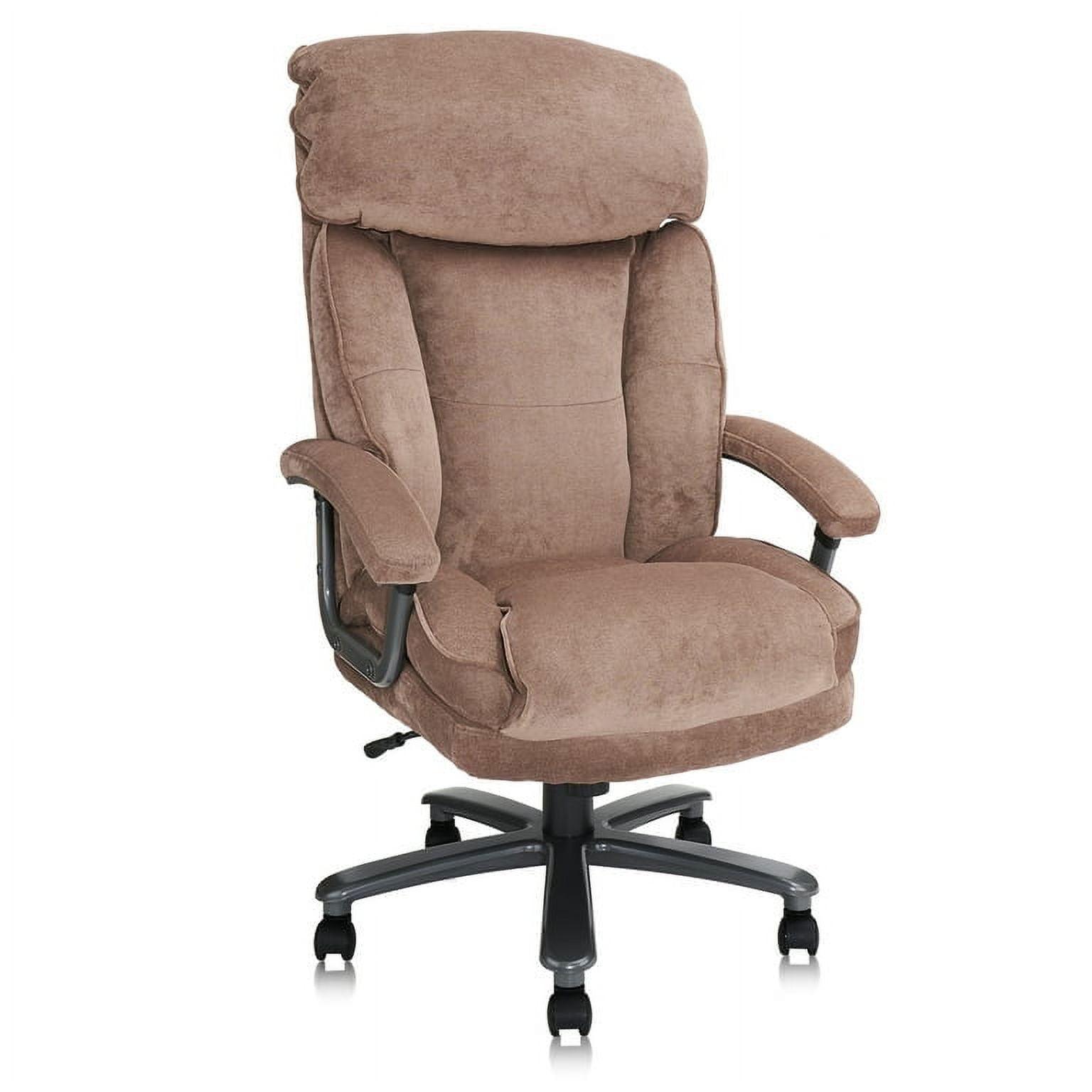 Beige Leather High-Back Executive Swivel Office Chair with Metal Base