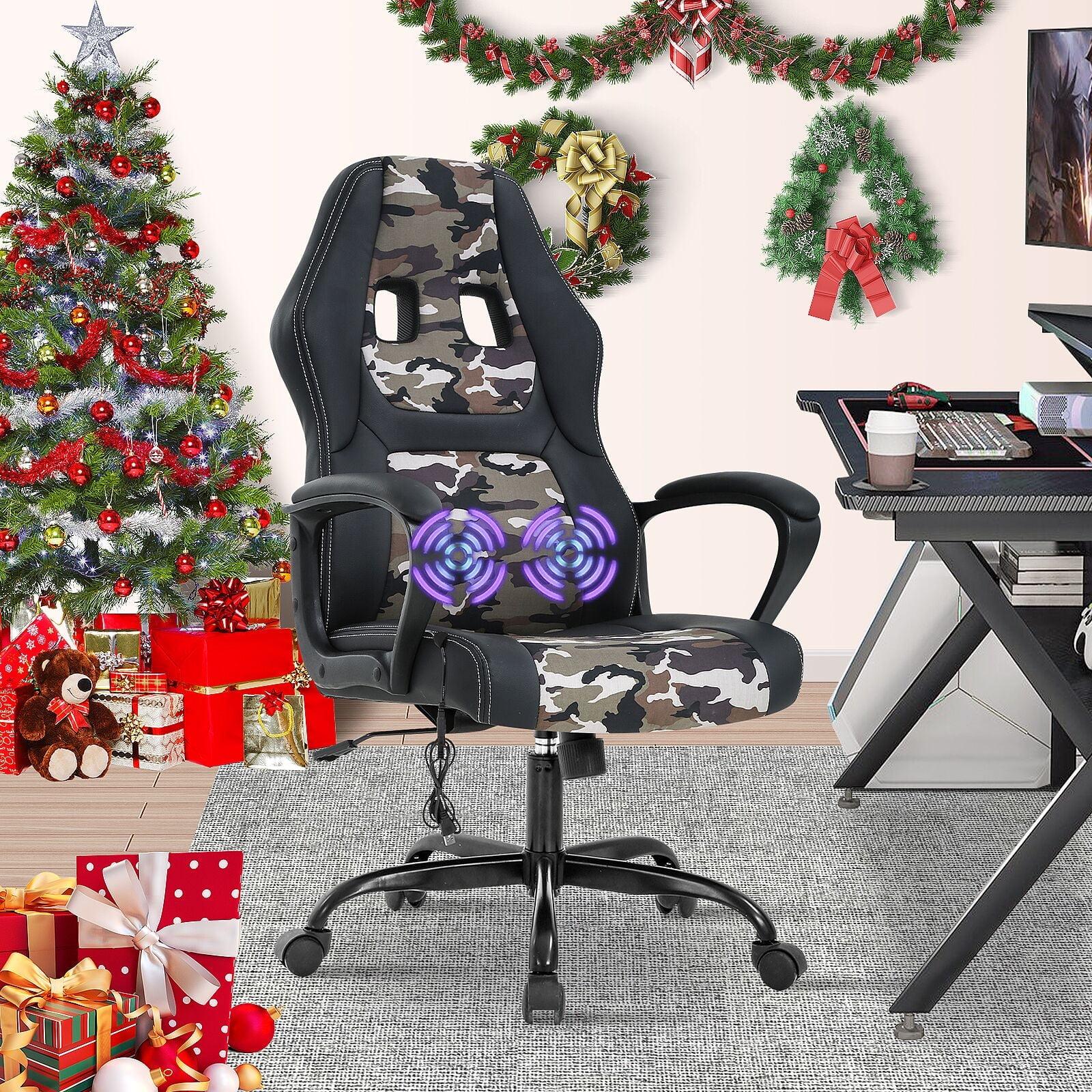 FDW Racing Gaming Chair Home Office Chair Ergonomic Desk Chair Massage PU Leather Computer Chair with Lumbar Support Headrest Armrest ,Camo