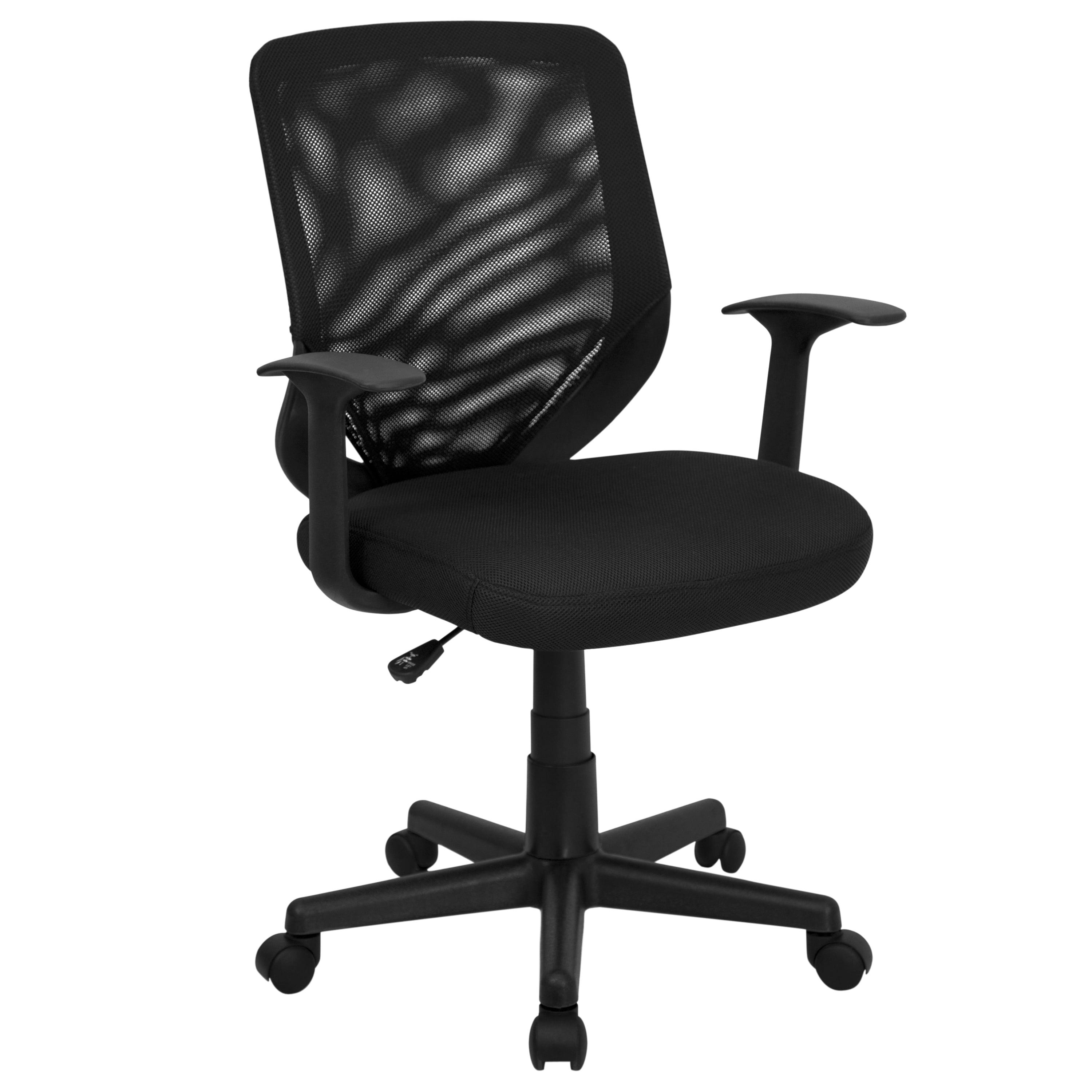 Black Mesh Mid-Back Swivel Task Chair with Fixed Arms