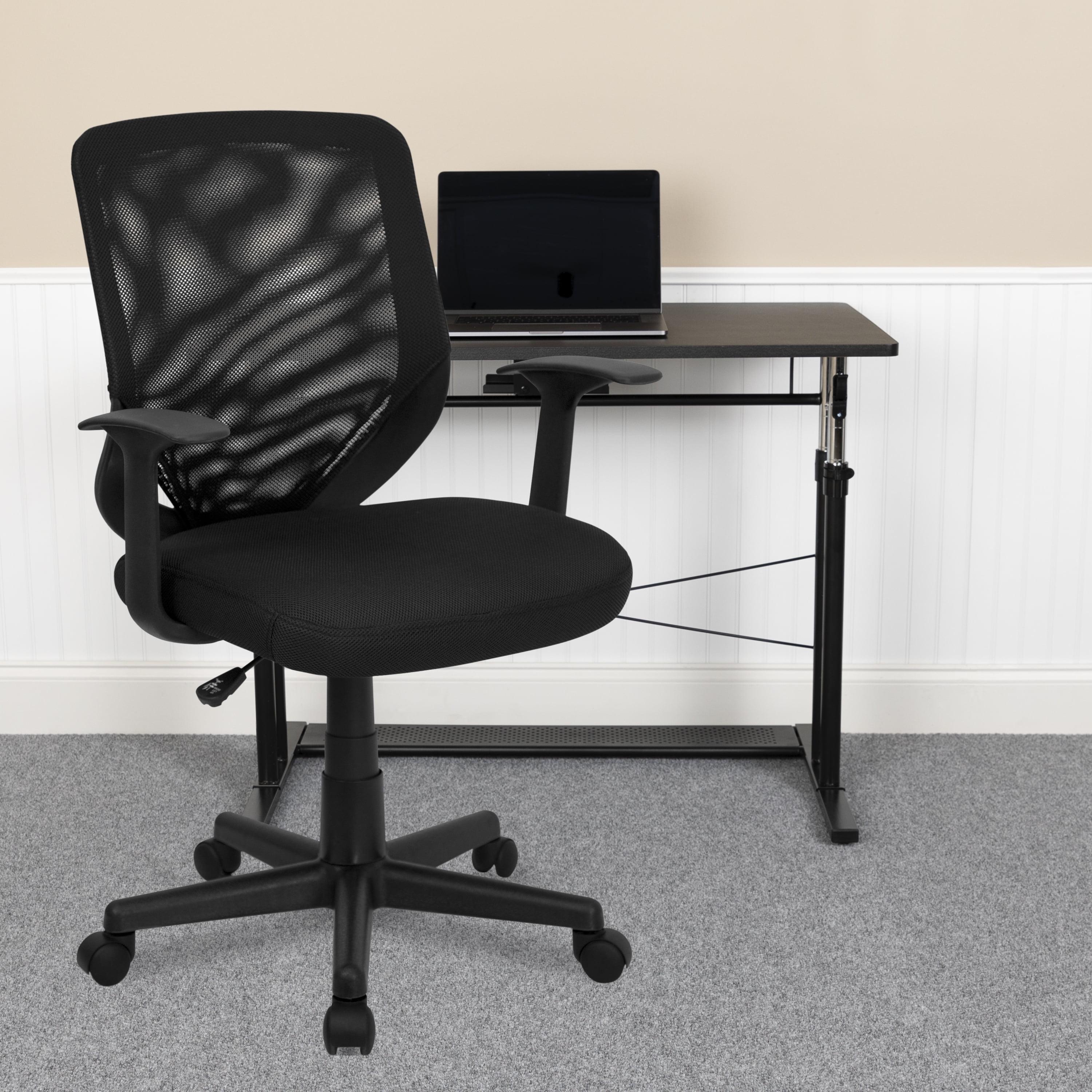 Black Mesh Mid-Back Swivel Task Chair with Fixed Arms