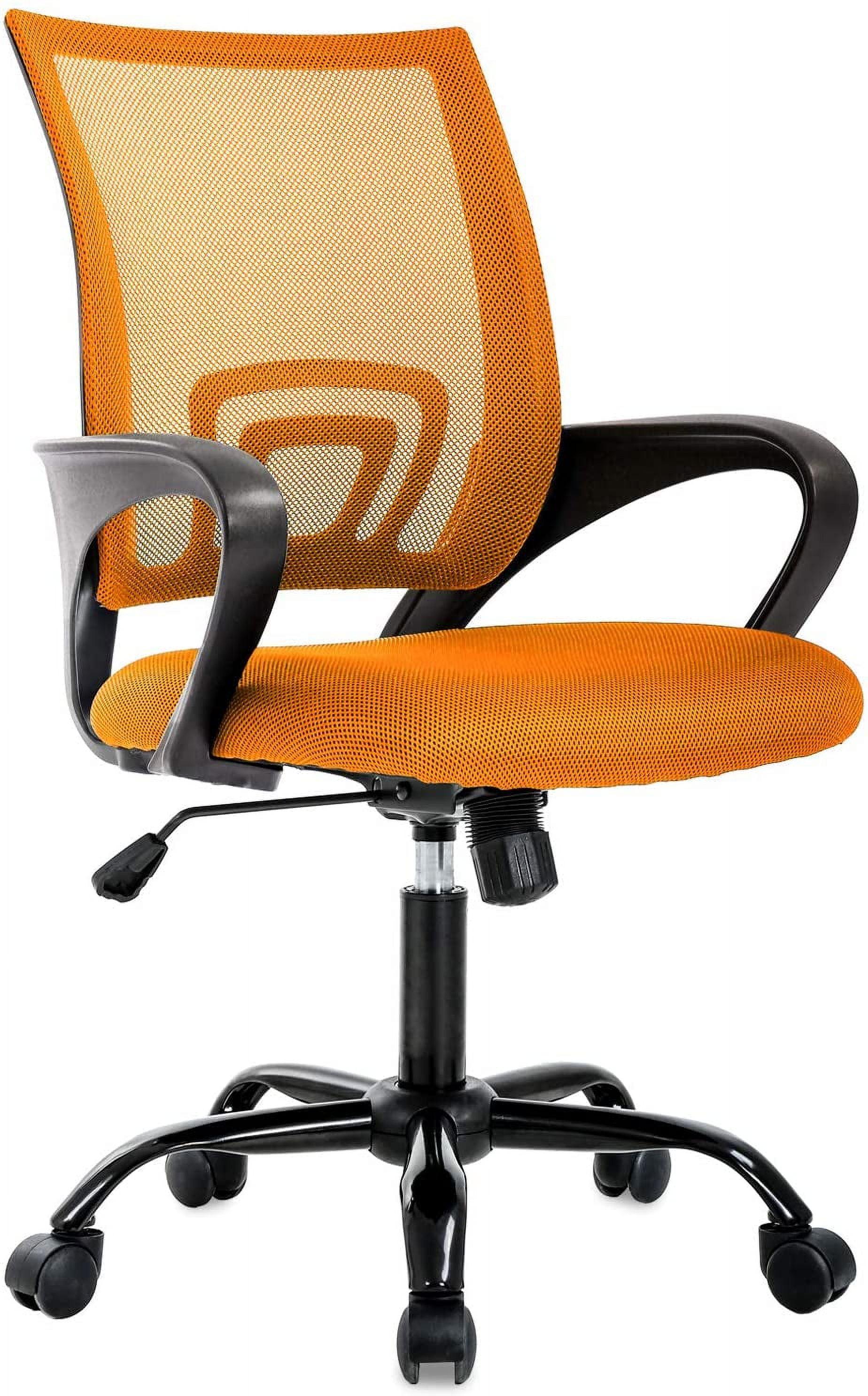 FDW Home Office Chair Mesh Computer Chair with Lumbar Support Armrest Adjustable Mid Back Task Chair for Women Adults, Orange