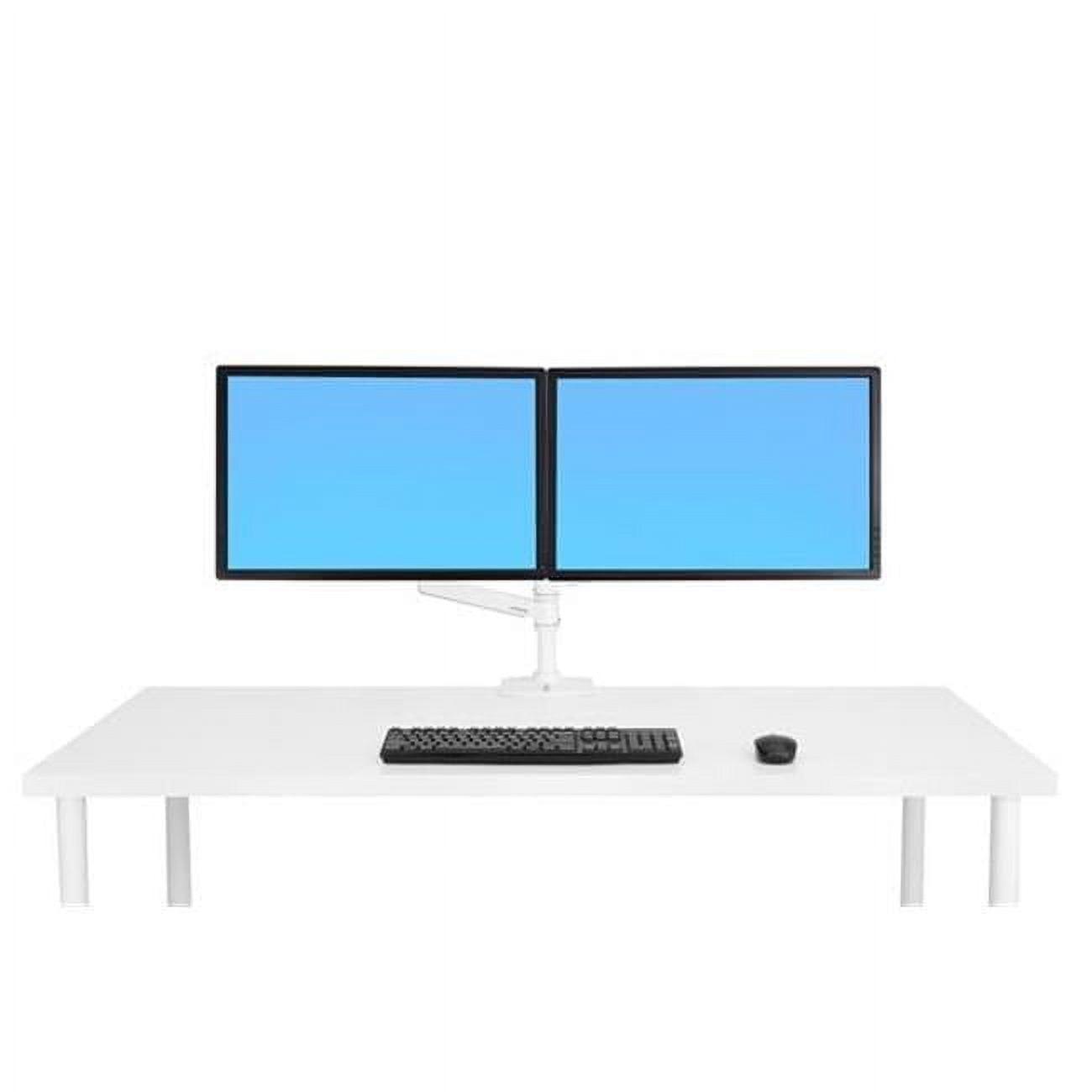 White Aluminum and Steel Dual Monitor Desk Mount