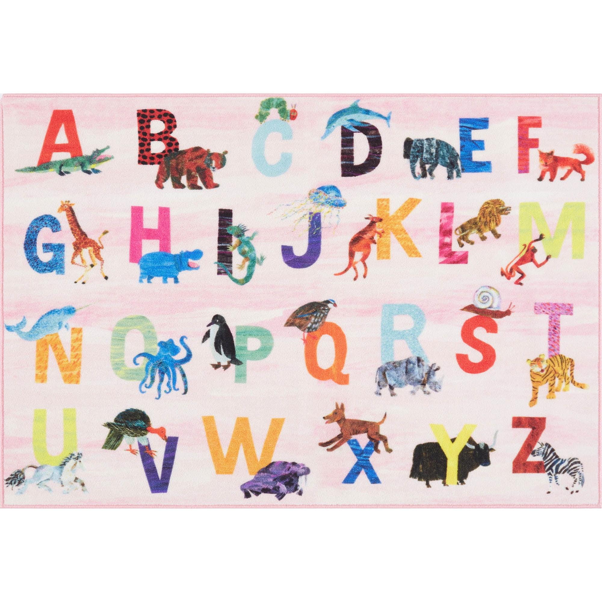 Eric Carle Alphabet Zoo Graphic/Print Pink Area Rug