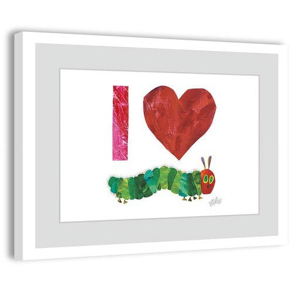 I Heart Caterpillars Framed Print in Gray and White