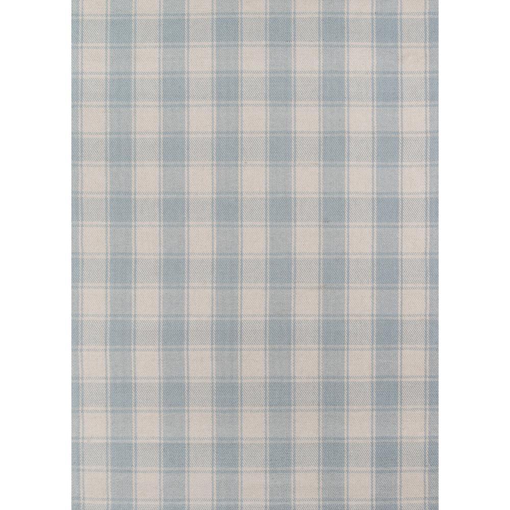 Plaid Hand-Woven Flatweave Wool Light Blue Area Rug