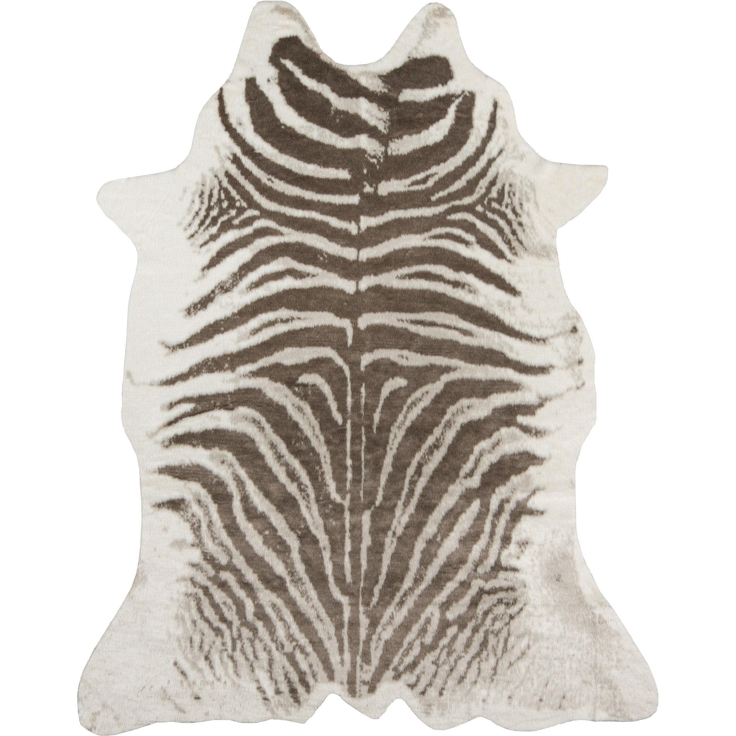 5'3"X7'10" Zebra Loomed Novelty Area Rug Gray - Erin Gates By Momeni: Luxury Animal Print, Indoor Low Pile Rug