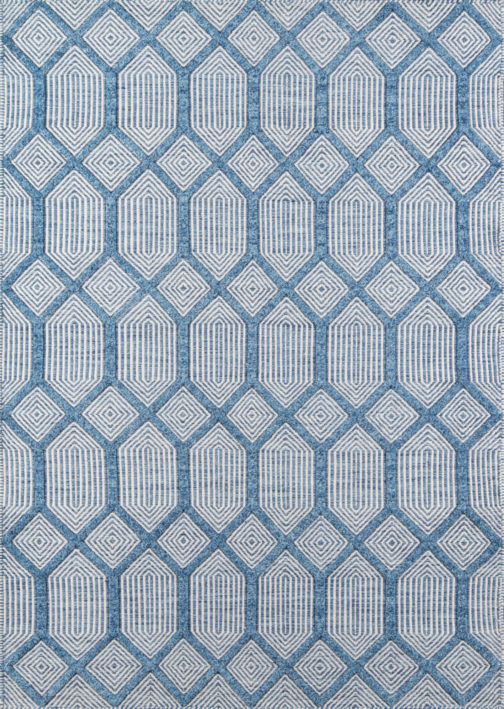 Langdon Cambridge Hand Woven Wool Area Rug Blue - Erin Gates by Momeni