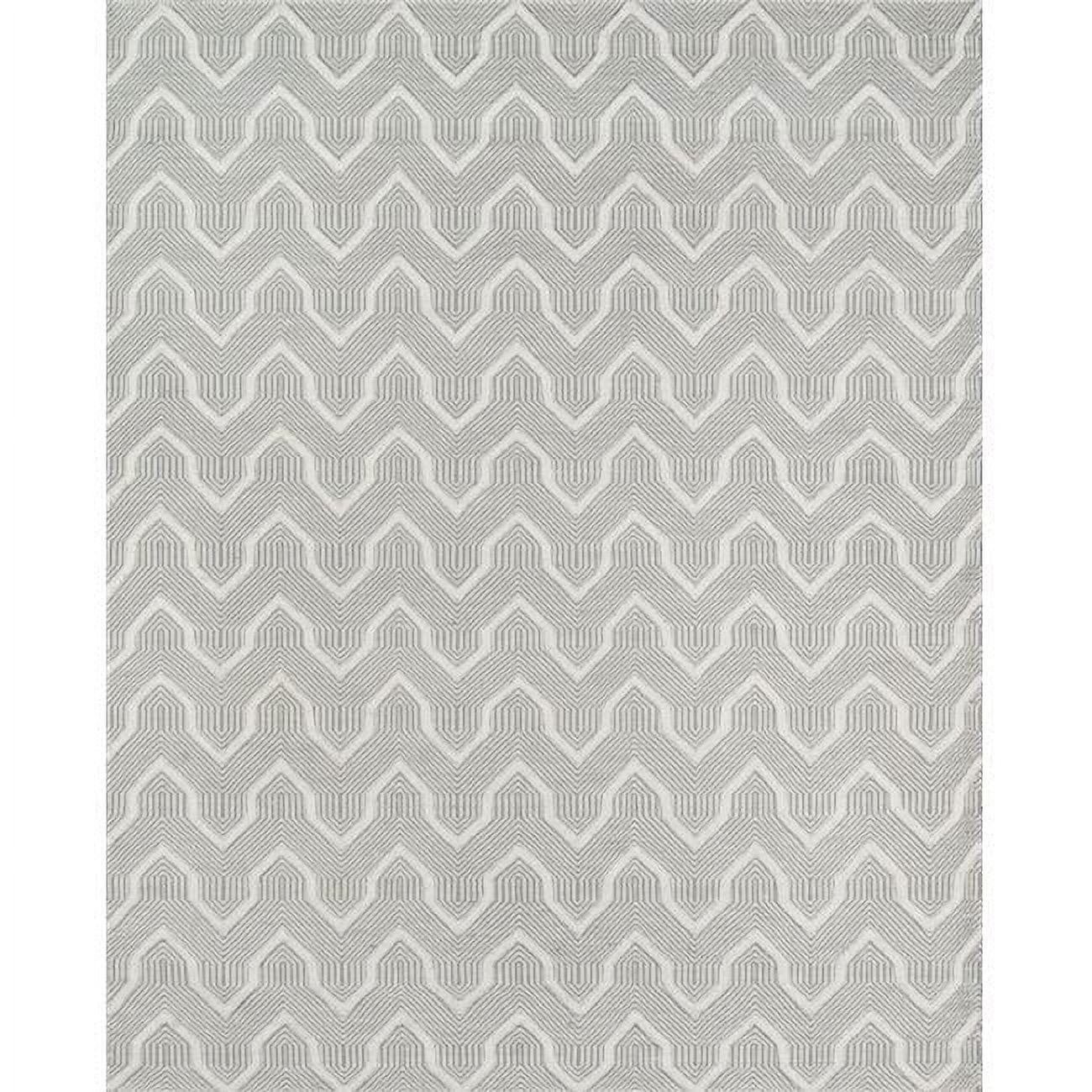 Handmade Geometric Gray Wool Area Rug 5' x 8'