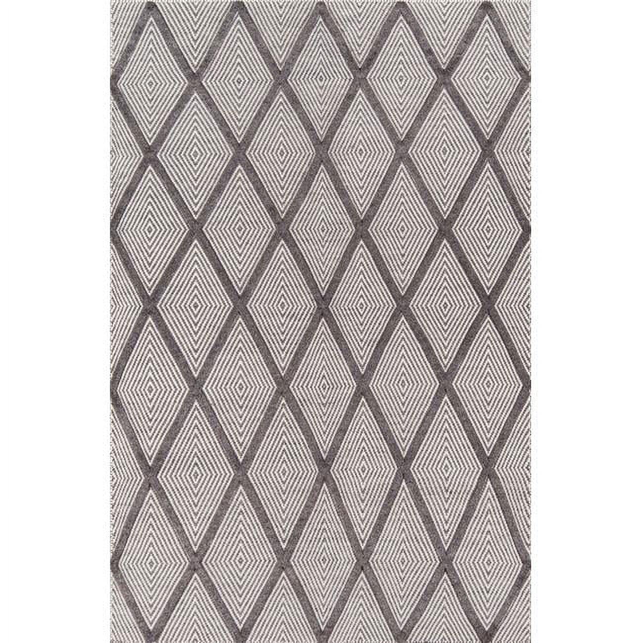 Langdon Geometric Handmade Flatweave Wool Charcoal Area Rug