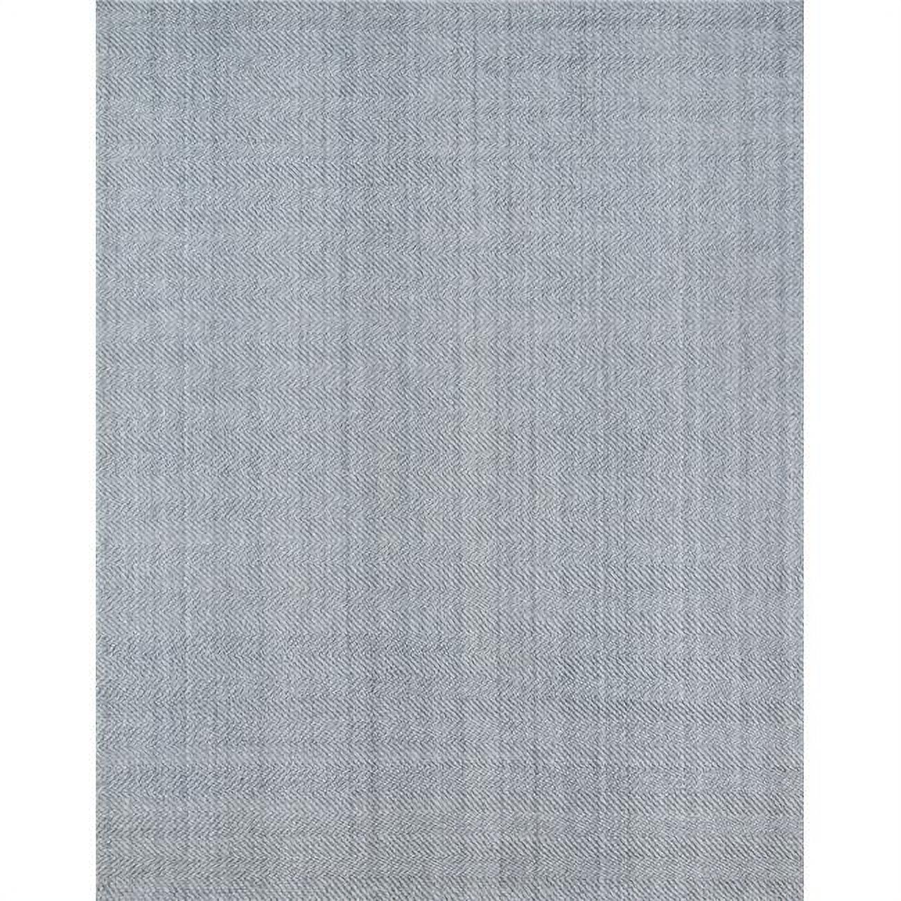 Minimalist Gray Herringbone Handwoven Rectangular Wool-Blend Rug