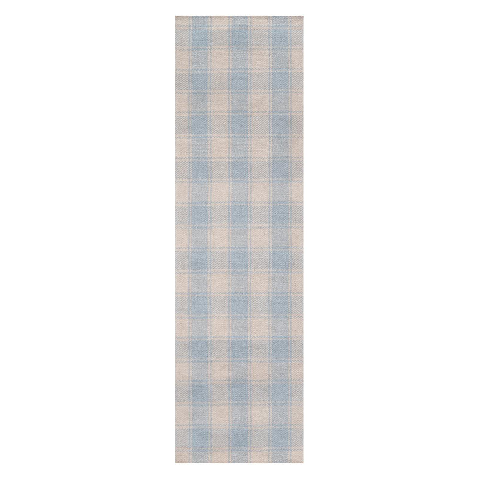 Light Blue Handwoven Wool Runner Rug - 2'3" x 8'