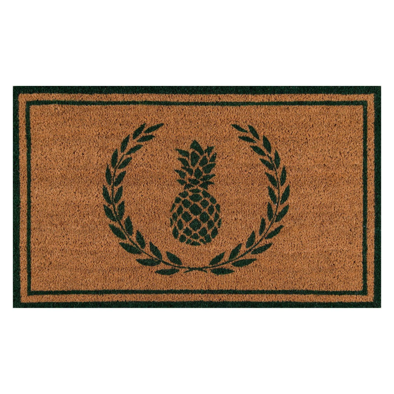 Pineapple Green Hand-Woven Coir Outdoor Doormat 18" x 30"