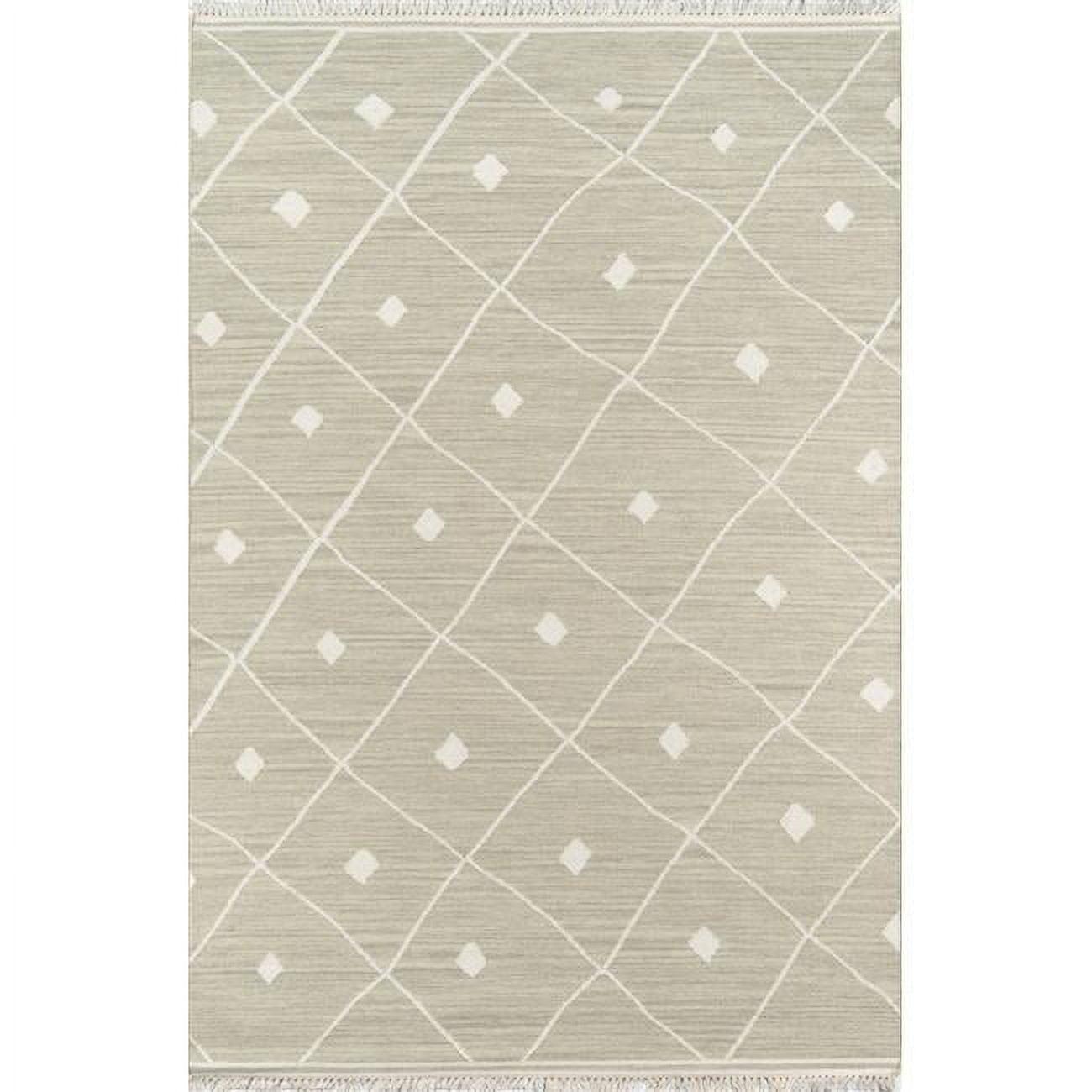 Sage Geometric Handmade Wool Area Rug 2' x 3'