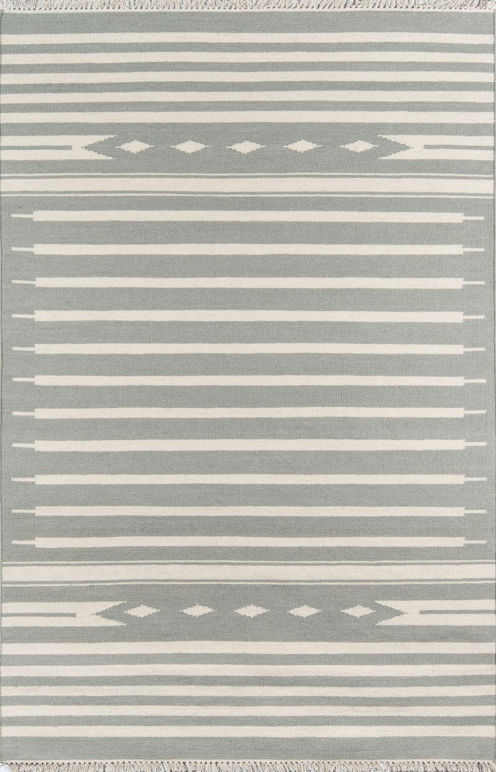 Gray Geometric Wool Flat Woven Area Rug 8' x 10'