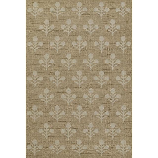 Erin Gates by Momeni Saybrook Floral Power Loom Polypropylene Plastic Indoor / Outdoor Area Rug in Beige/Brown