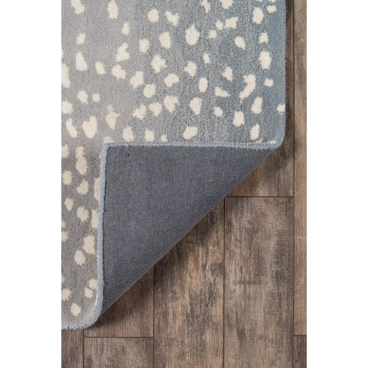 Woodland Animal Print Handmade Tufted Wool Gray/Blue Area Rug