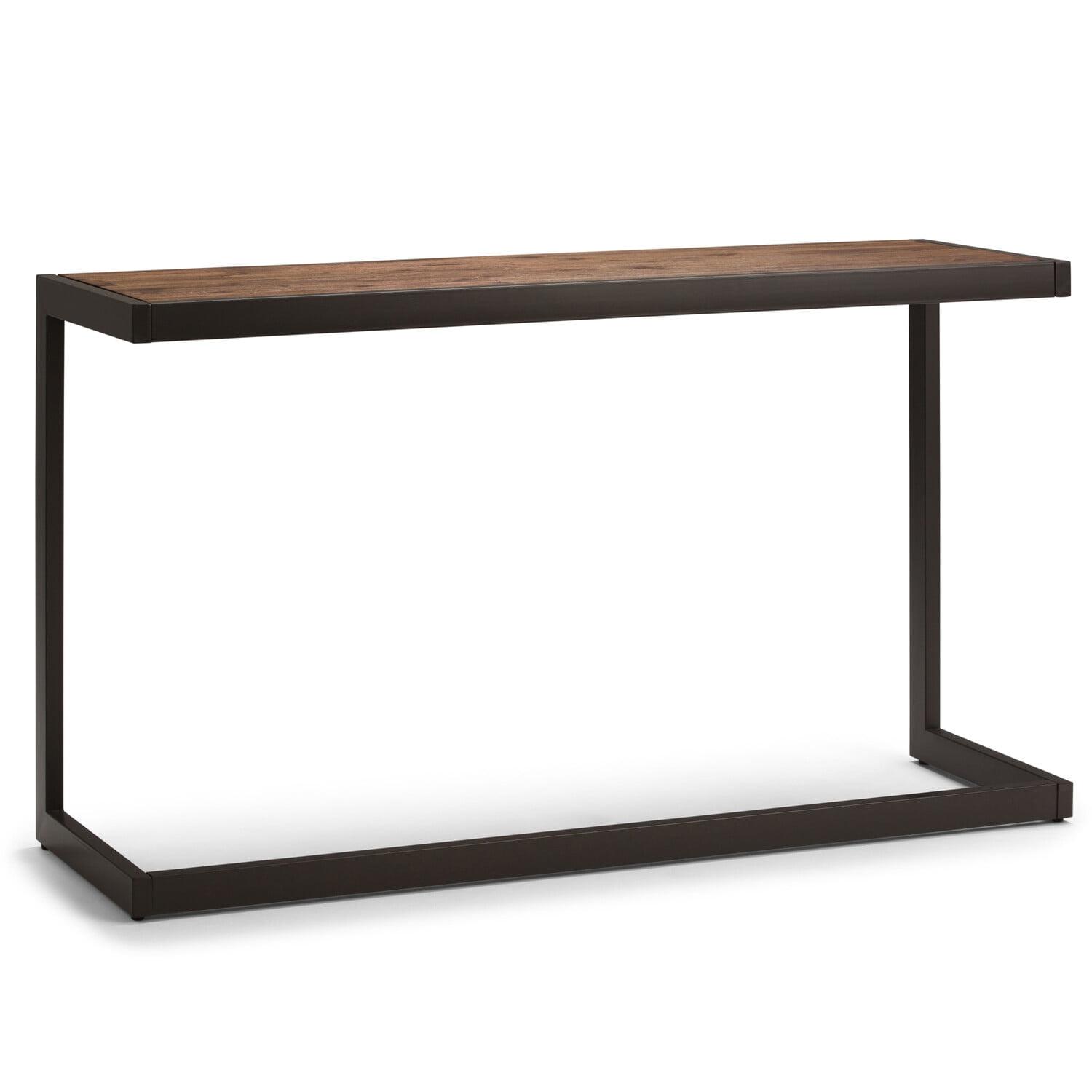 Erina 52" Rustic Natural Aged Brown Solid Acacia & Metal Console Table