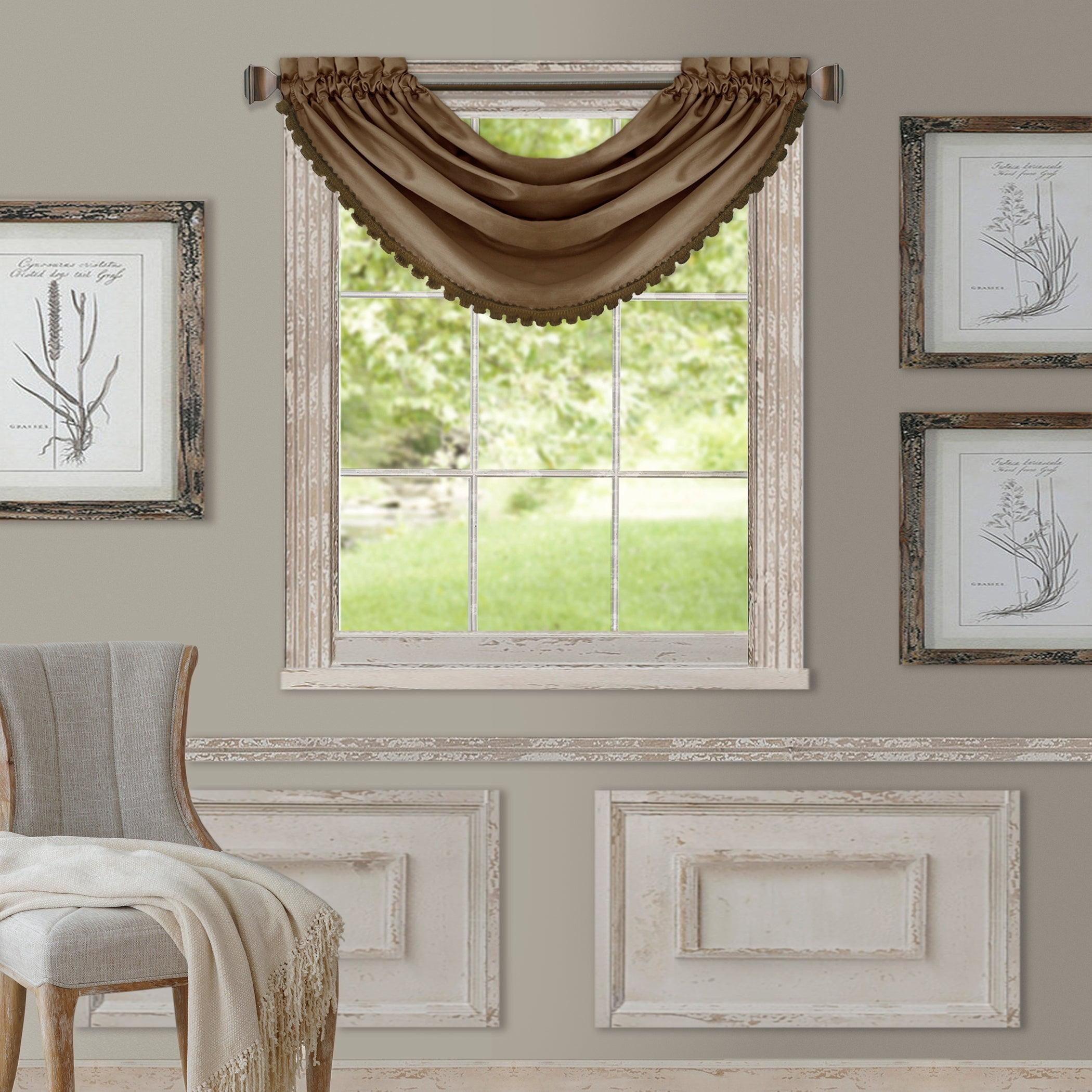 All Seasons Single Waterfall Window Valance - 52" x 36" - Antique Gold - Elrene Home Fashions