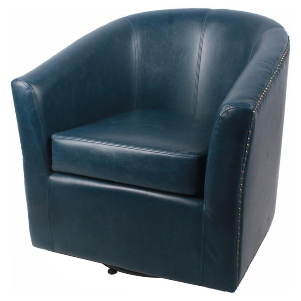 Ernest Bonded Leather Swivel Chair, Vintage Blue