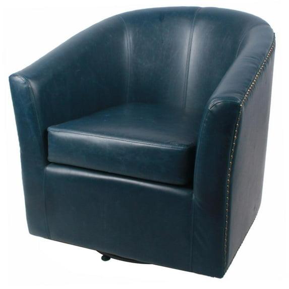Ernest Bonded Leather Swivel Chair, Vintage Blue