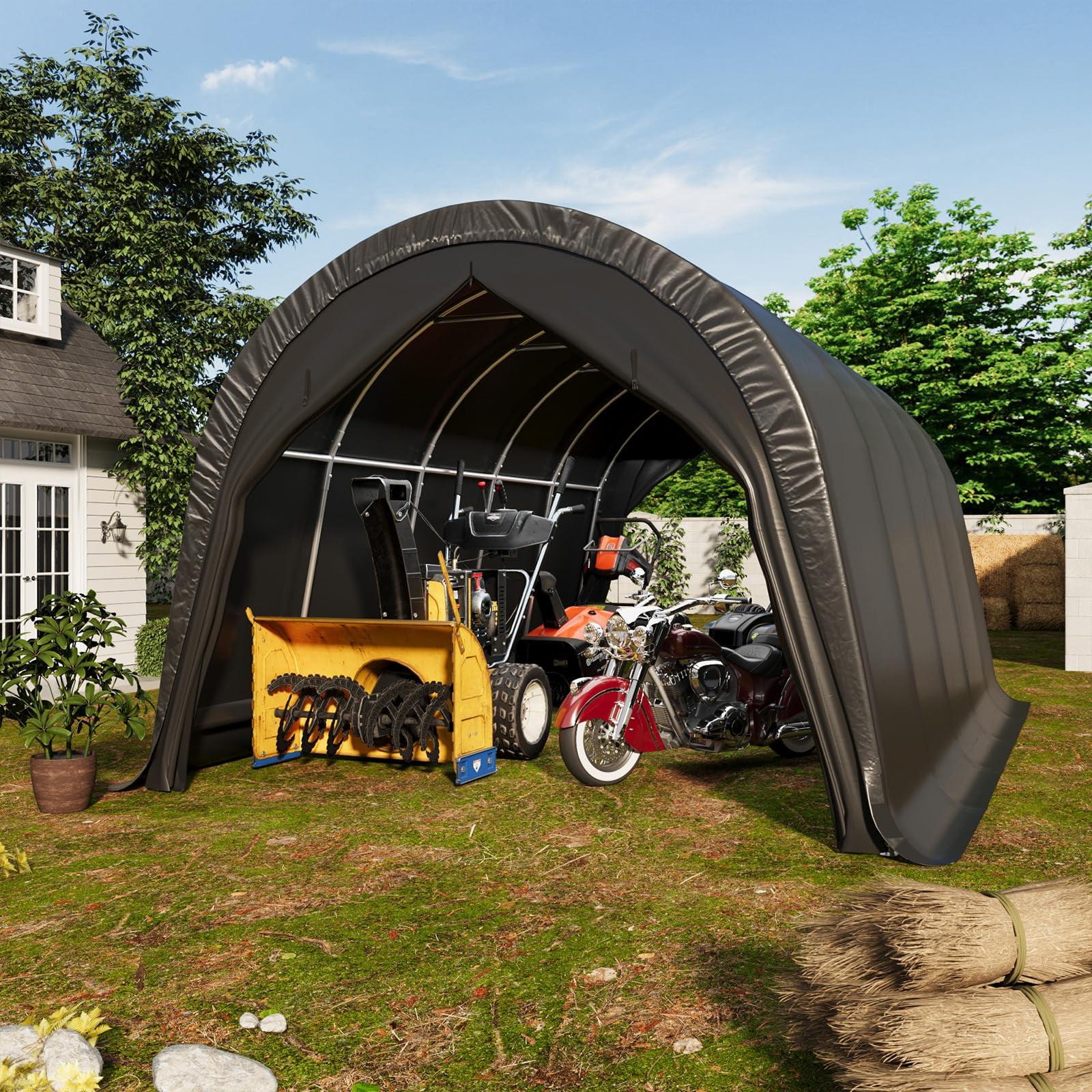 EROMMY Erommy 10 Ft. W x 20 Ft. D Galvanized Steel Portable Garage, Anti-Snow Carport, Storage Shed Canopy