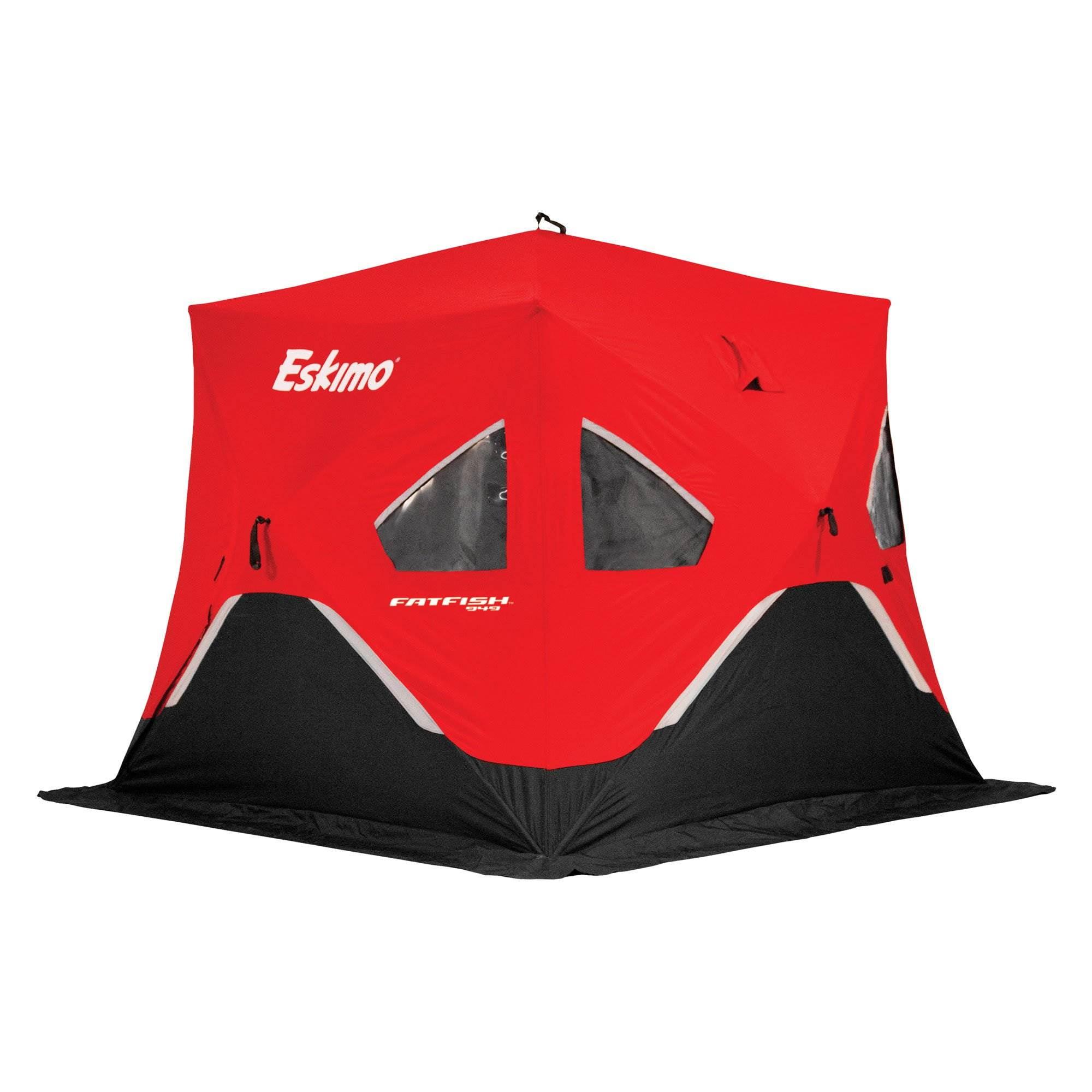 Eskimo Red and Black 4-Person Pop-Up Ice Shelter with Carry Bag