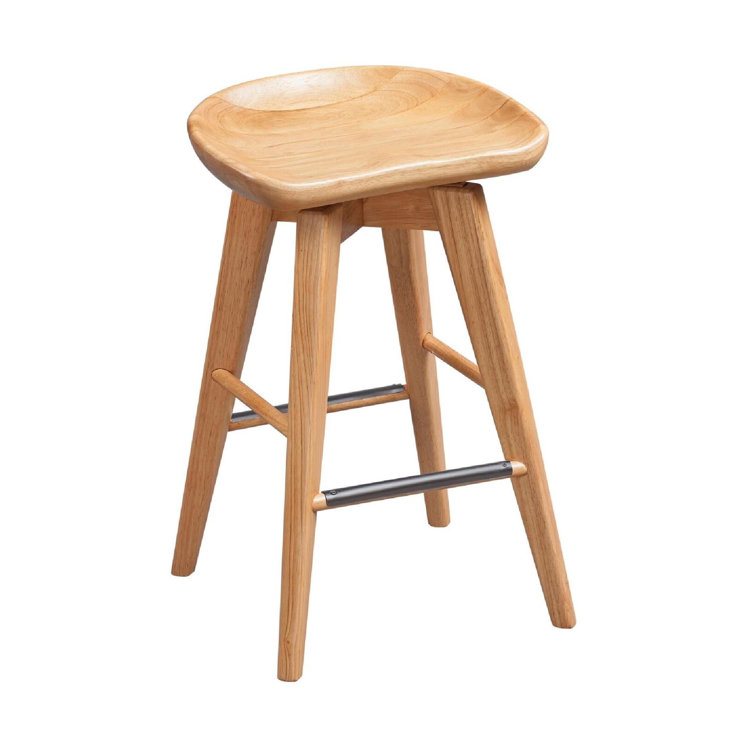 Esme Adjustable Swivel Saddle Stool, Wood, Natural Brown