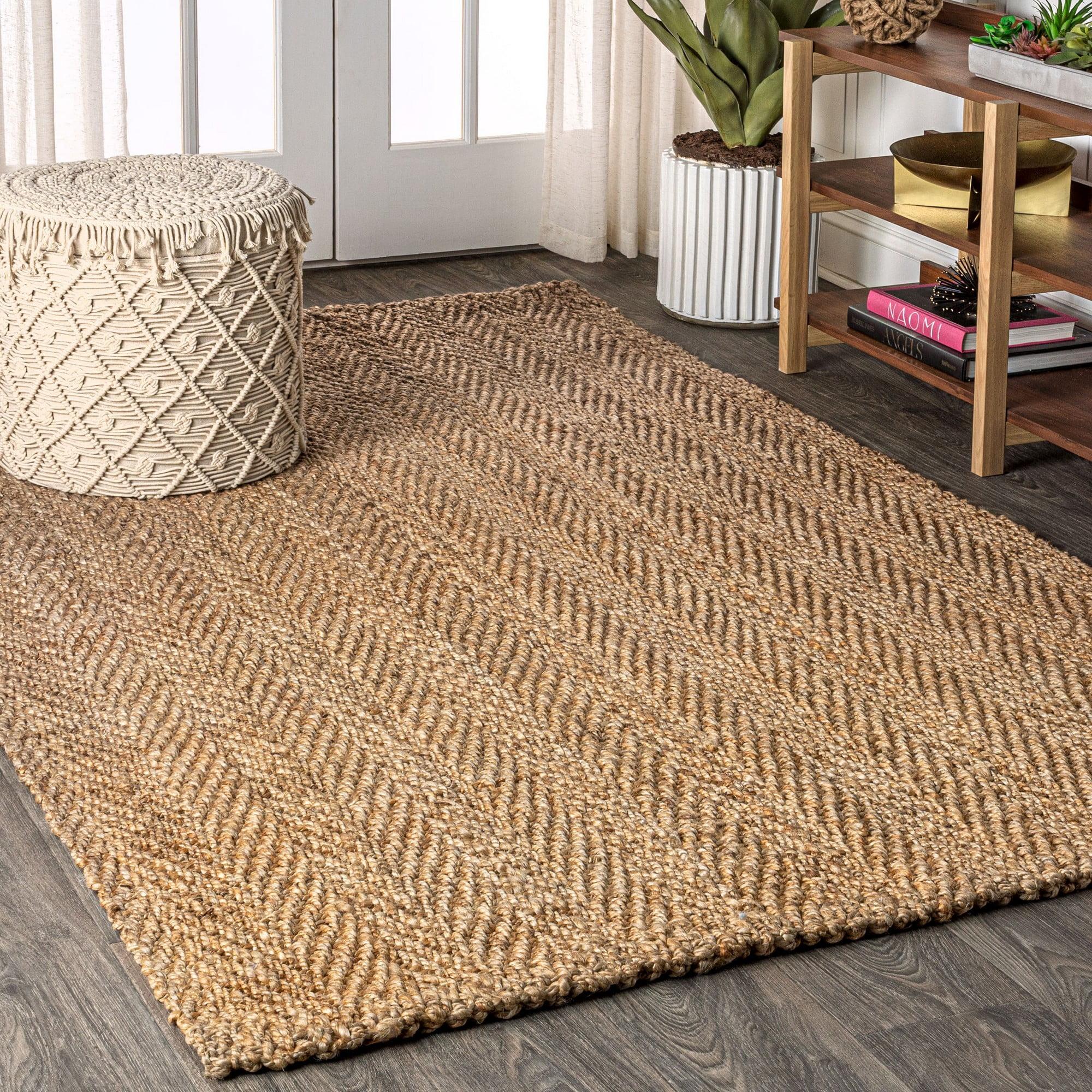 Espina Hand Woven Herringbone Chunky Jute Indoor Area Rug - JONATHAN Y