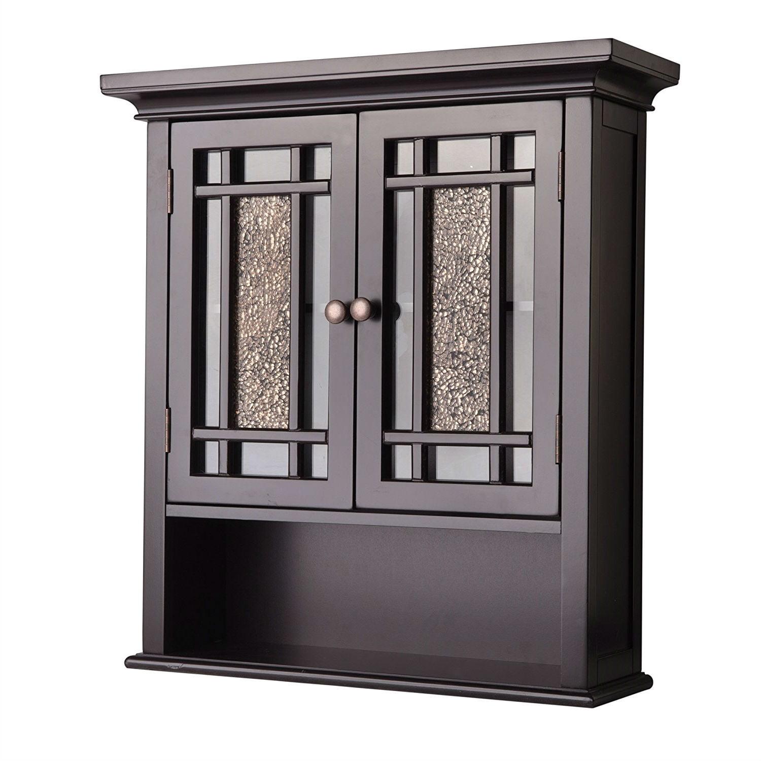 Dark Espresso Glass Mosaic Two-Door Wall Cabinet