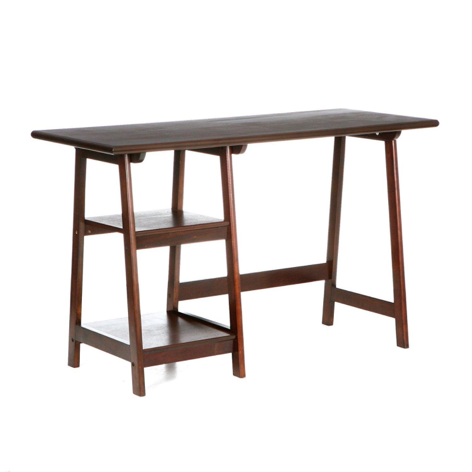 Transitional Espresso Hardwood A-Frame Home Office Desk