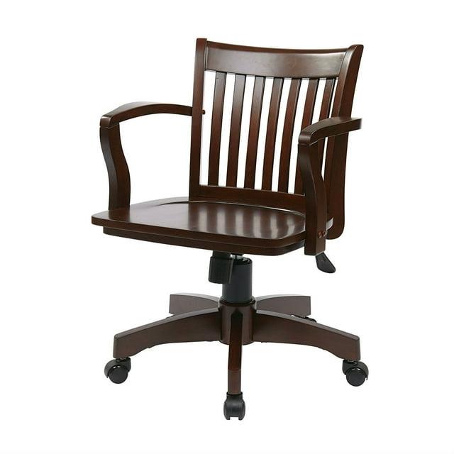 OSP Home Furnishings Deluxe Wood Bankers Chair with Wood Seat in Espresso Wood Finish