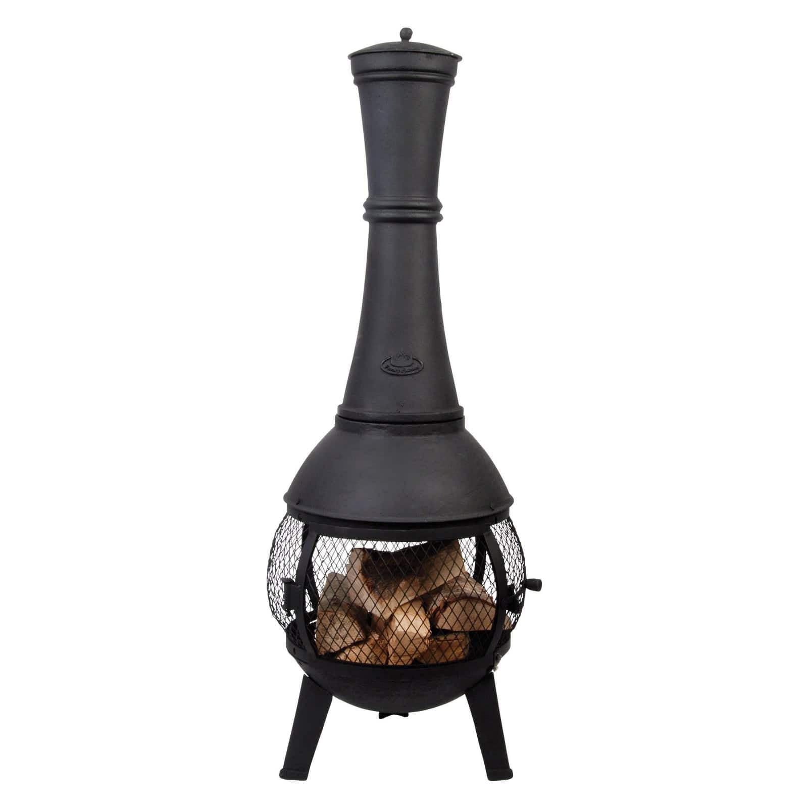 Black Cast Iron Wood Burning Round Chiminea